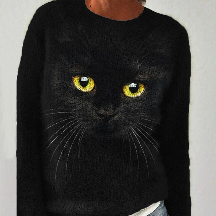 Black Cat 3D Printed Soft Touch Sweater