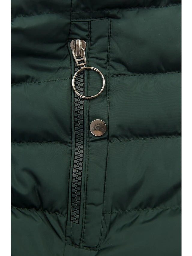 Plush Fleece-Lined Hooded Mid-Length Coat