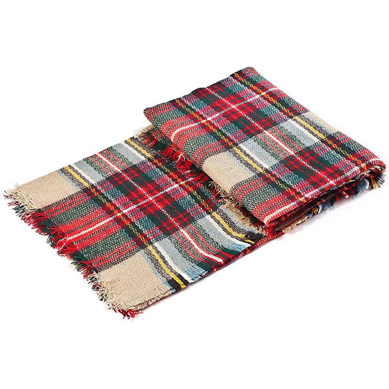 Plaid Tassel Blanket Scarf Wrap