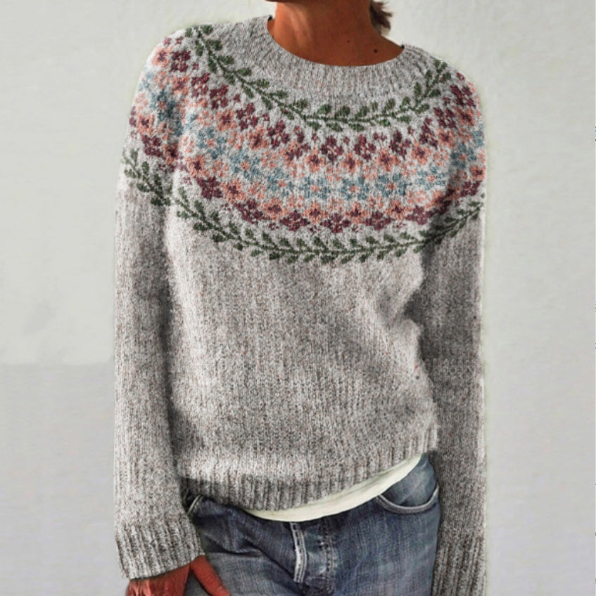 Nordic Pattern Knit Pullover Sweater