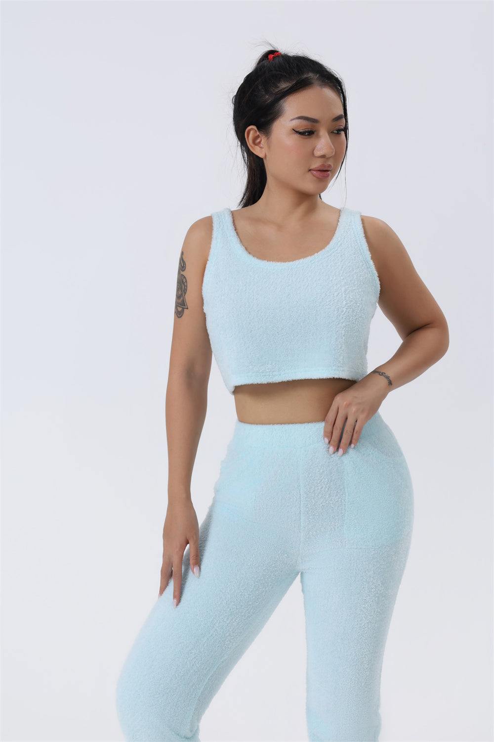 Three-Piece Soft Knit Lounge Set with Cardigan