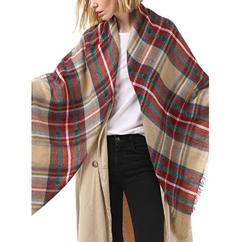 Plaid Tassel Blanket Scarf Wrap