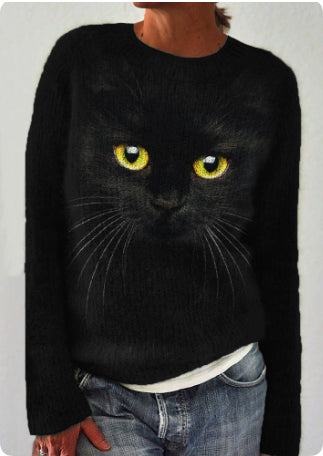 Black Cat 3D Printed Soft Touch Sweater