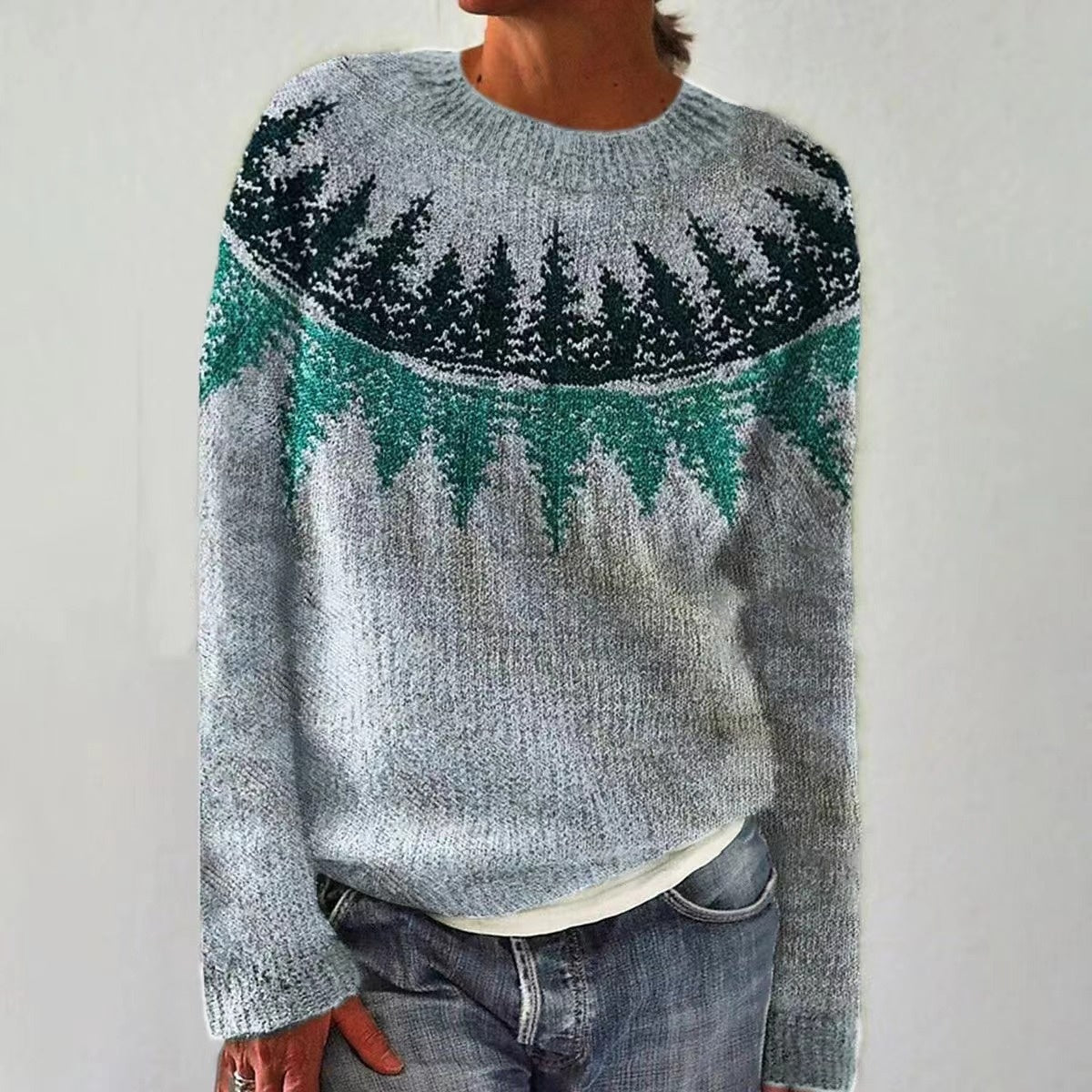 Nordic Pattern Knit Pullover Sweater