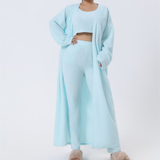 Three-Piece Soft Knit Lounge Set with Cardigan
