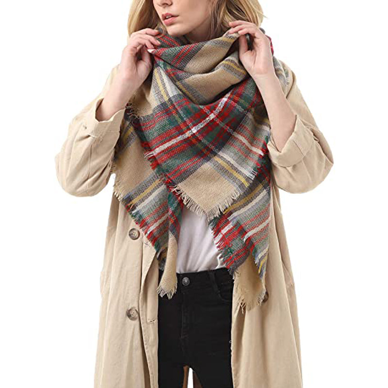 Plaid Tassel Blanket Scarf Wrap