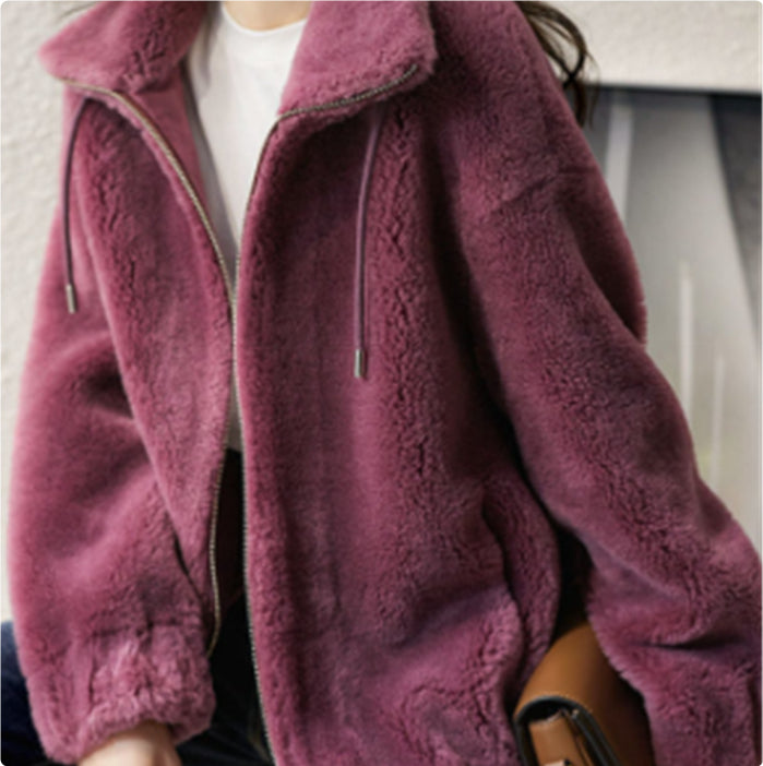 Double-Faced Fleece High-Neck Zip Jacket