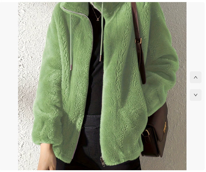 Double-Faced Fleece High-Neck Zip Jacket
