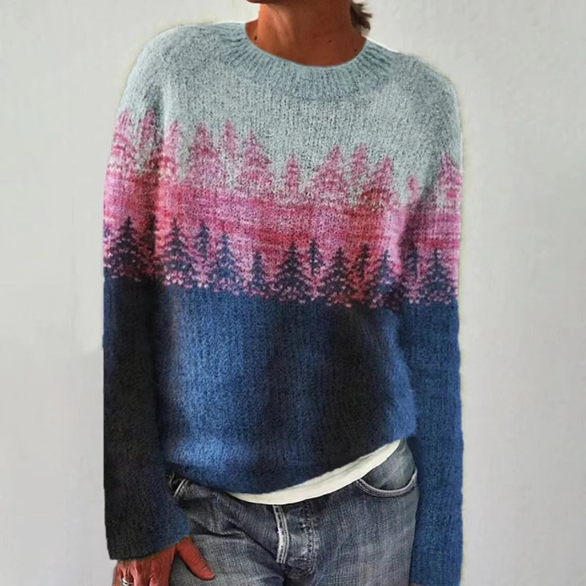 Nordic Pattern Knit Pullover Sweater