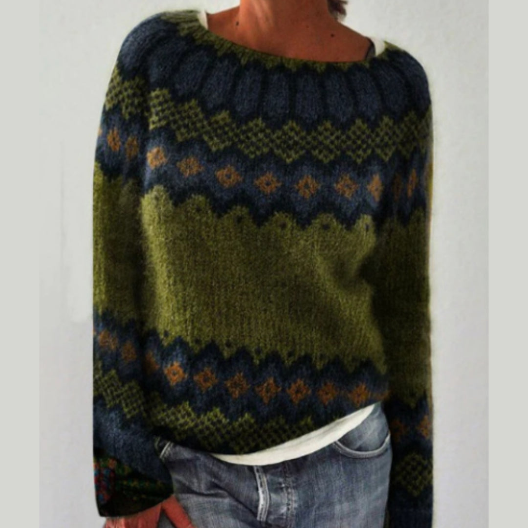 Nordic Pattern Knit Pullover Sweater