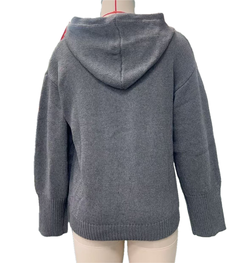 Button-Front Hooded Knit Cardigan
