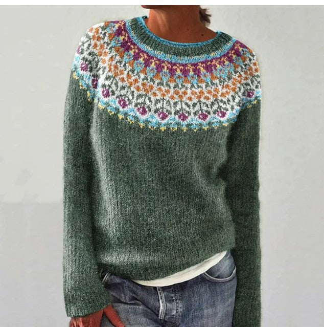 Nordic Pattern Knit Pullover Sweater