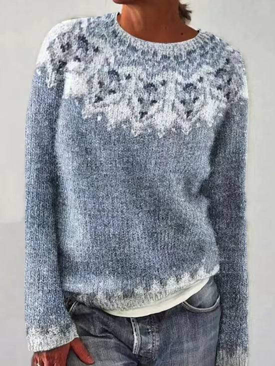 Nordic Pattern Knit Pullover Sweater