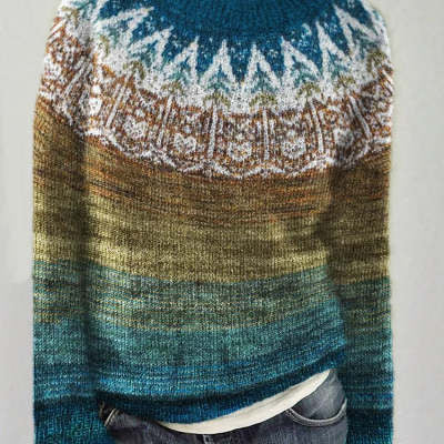 Casual Jacquard Knit Pullover Sweater